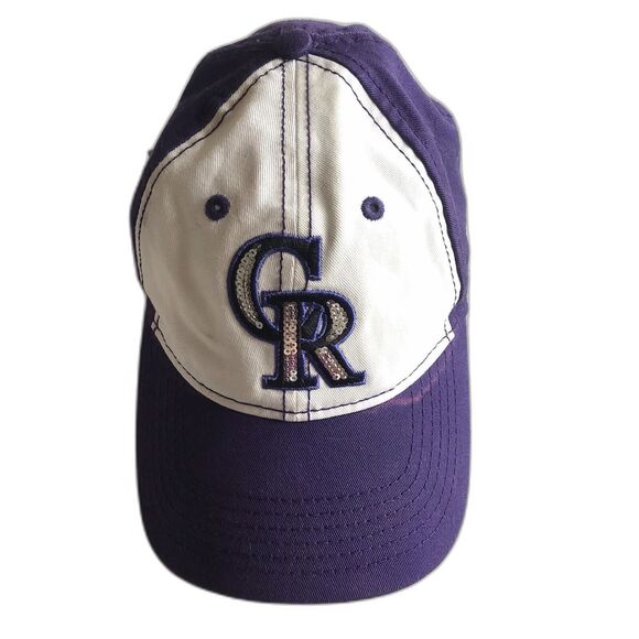 New Era 9FORTY Colorado Rockies Womens Purple & White CR Baseball Hat Cap Adjust - Picture 1 of 10